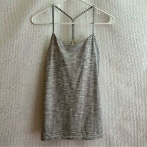 LULULEMON Power Y Tank Size 6 Wee Are From Space Gray Cream Built In Bra Yoga